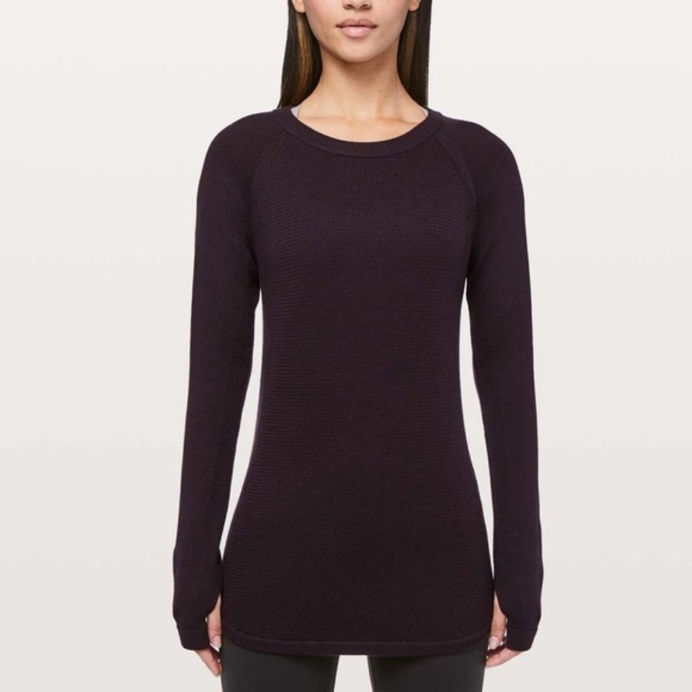 lululemon merino wool sit in lotus black sweater
